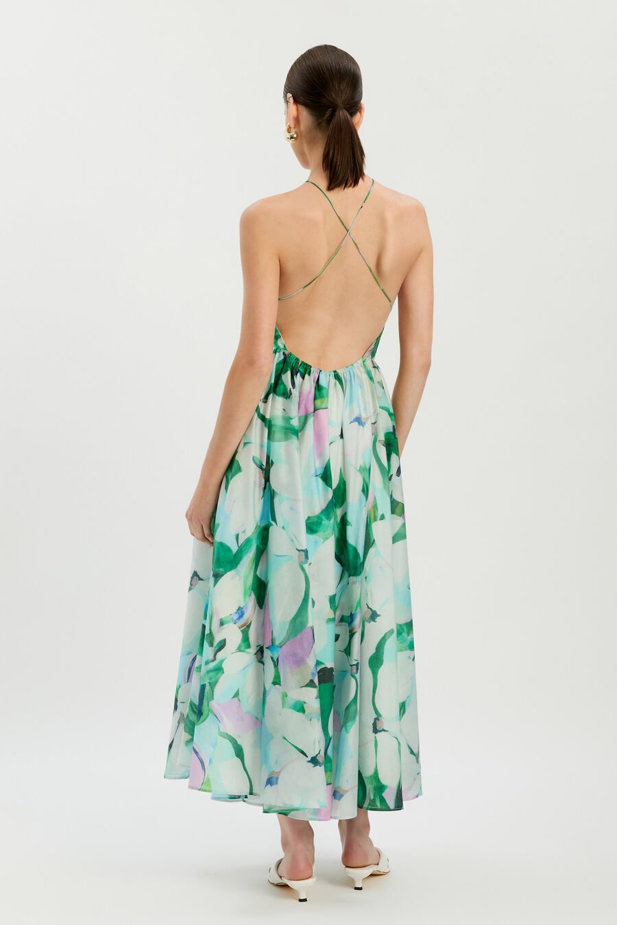 ARLETHA HALTER MAXI DRESS in colour Green Flo