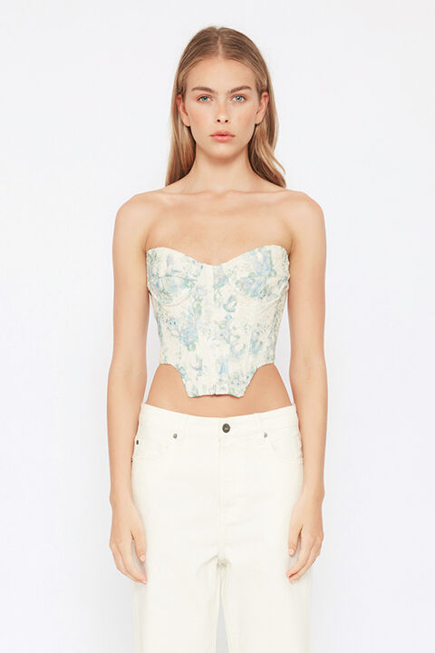 LILA BUSTIER in colour MAJOLICA BLUE