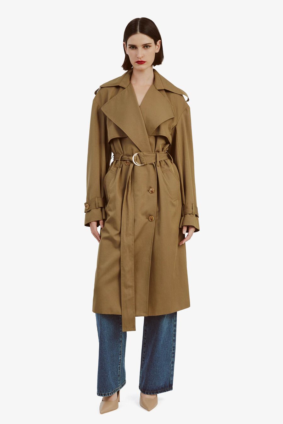 HALLE TRENCH COAT in colour KHAKI