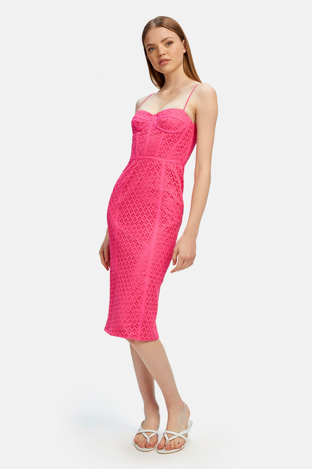 CHARLEY MIDI LACE DRESS in colour BEETROOT PURPLE