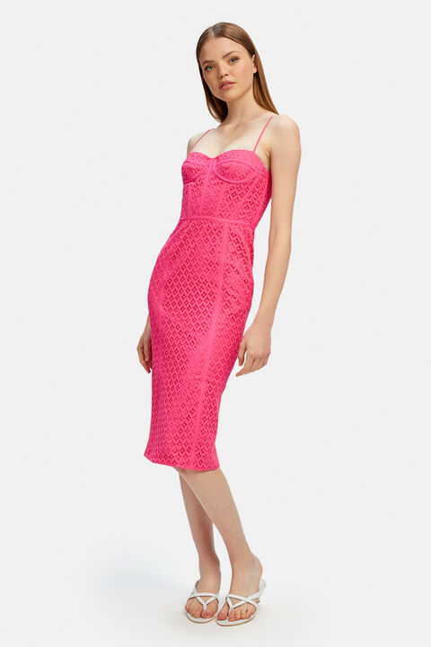 CHARLEY MIDI LACE DRESS in colour BEETROOT PURPLE