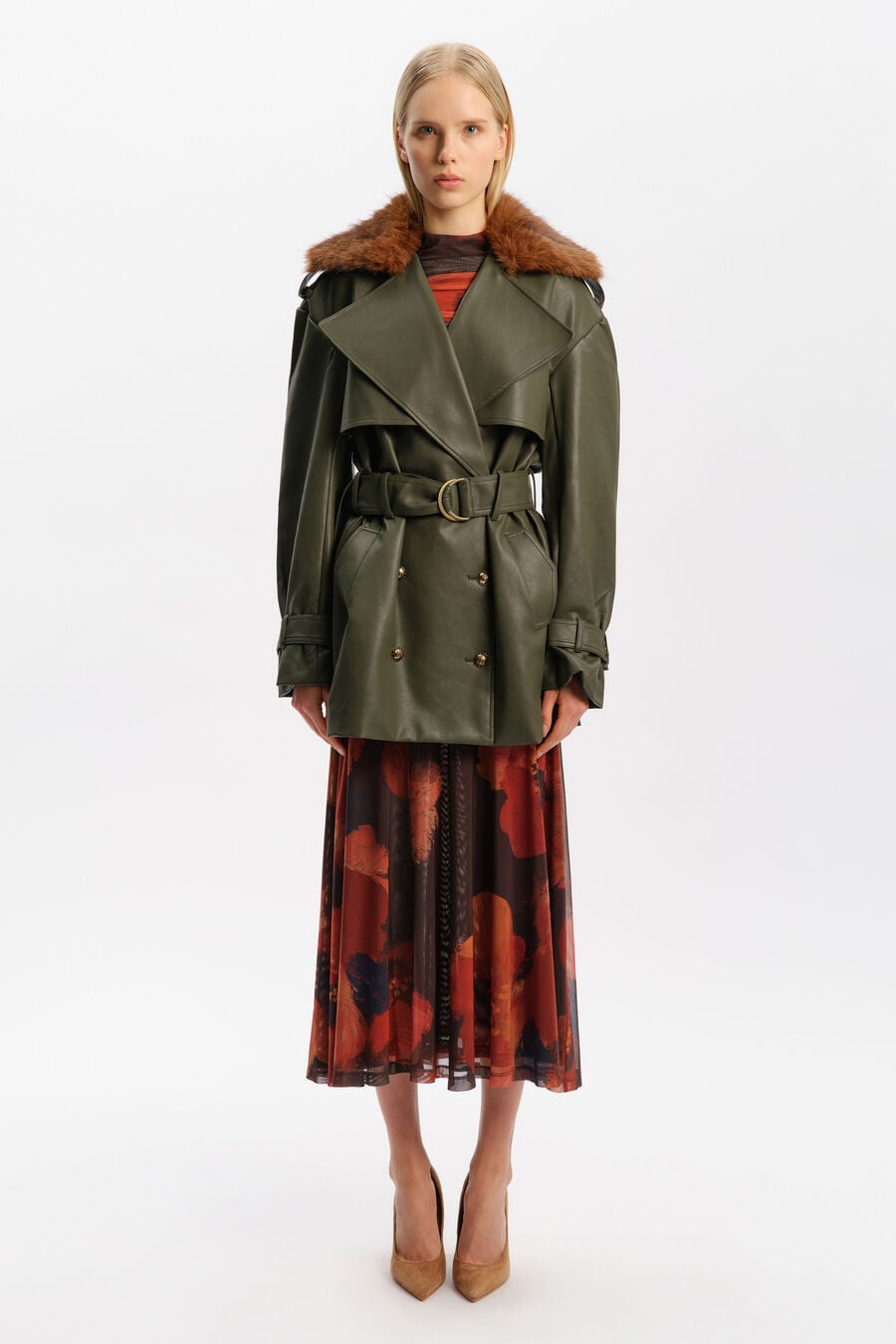 Vegan Leather & Faux Fur Coat