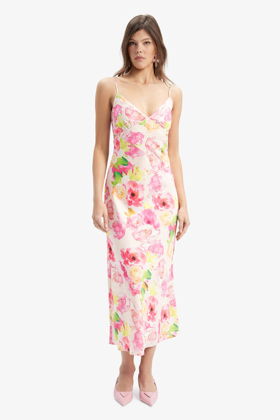 MALINDA SLIP DRESS in colour WATER FLOR