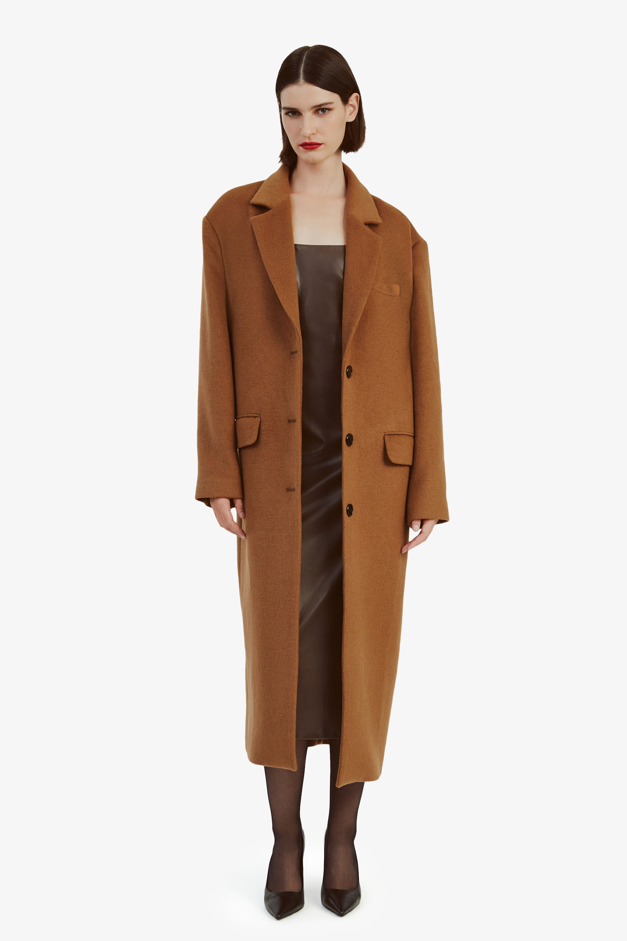 Structured Oversized Coat In Camel Bardot