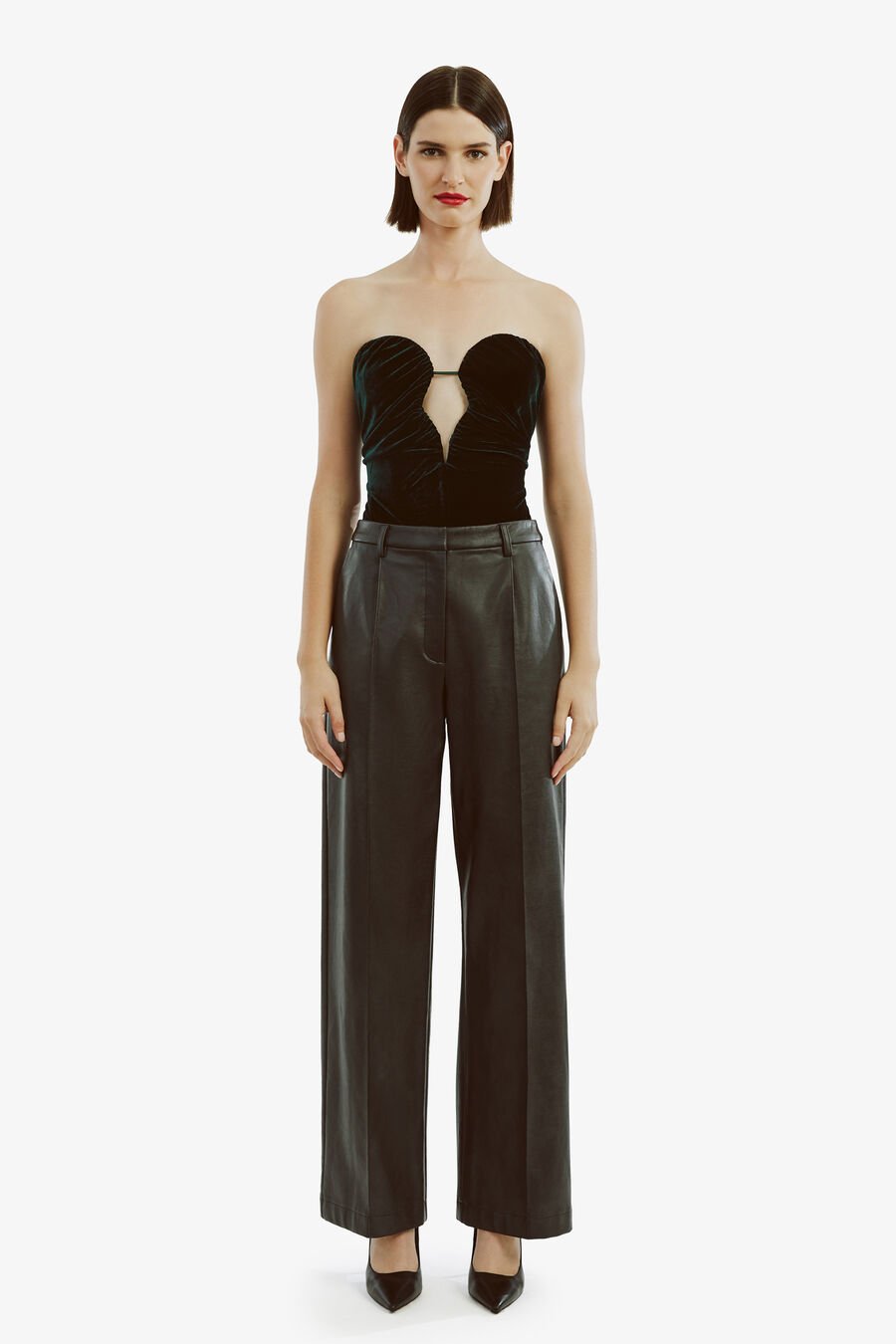 KAHLIA VELOUR BODYSUIT in colour EMERALD GR