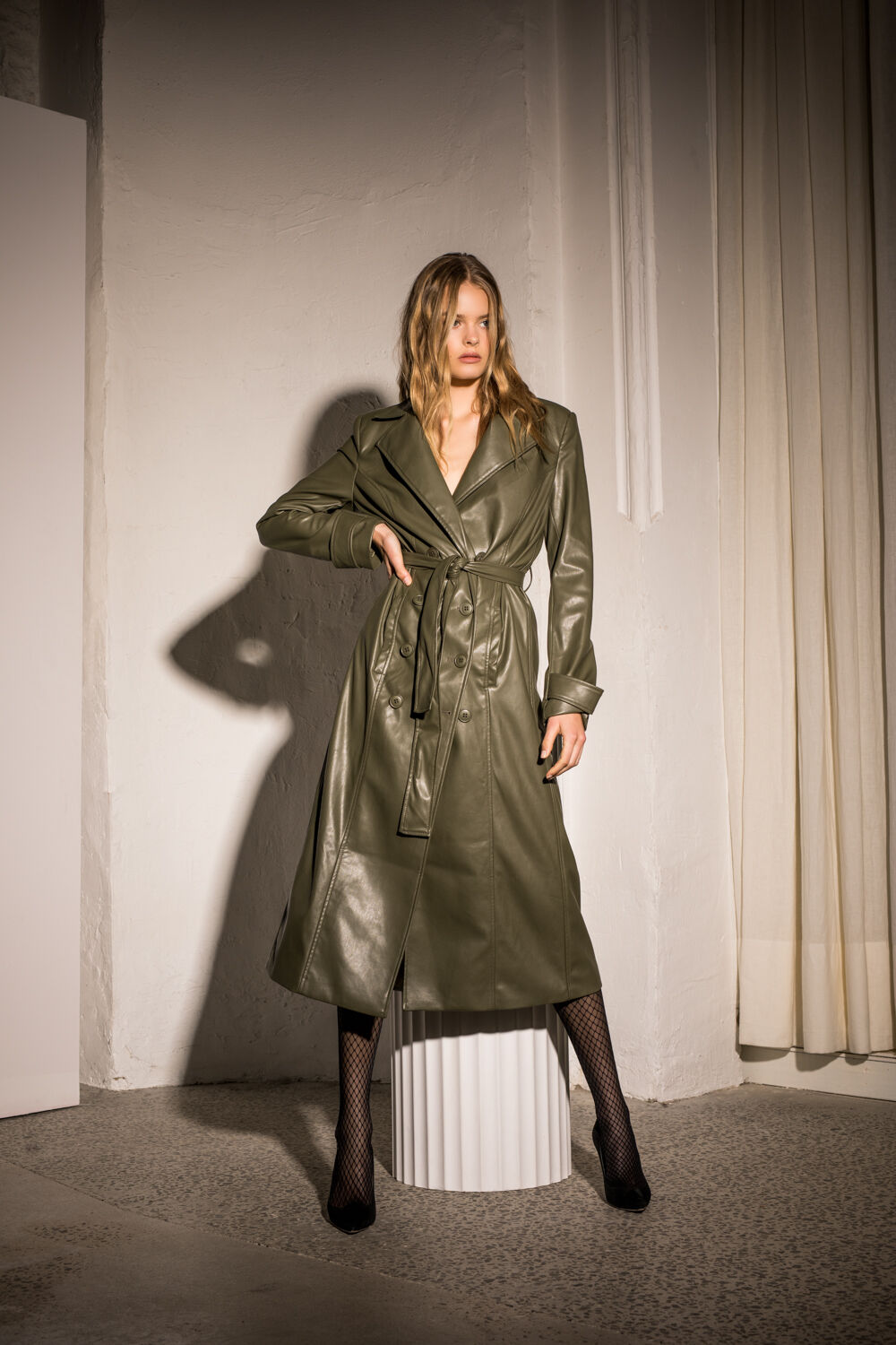 VEGAN LEATHER TRENCH COAT