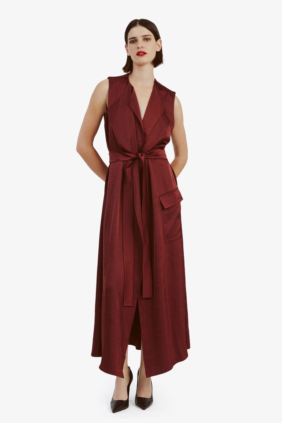 LANZA MIDI DRESS in colour BURGUNDY