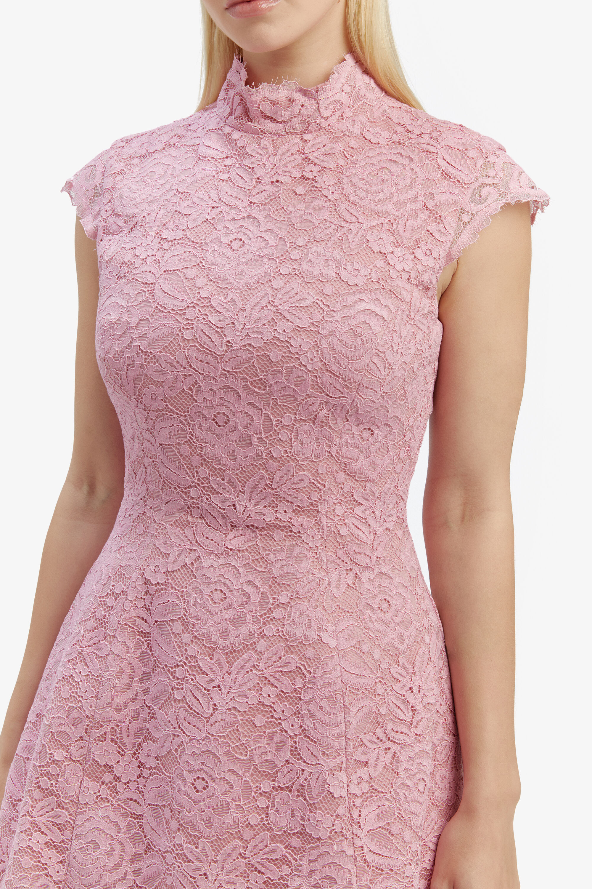 Andrea Lace Mini Dress In Dusty Pink Bardot