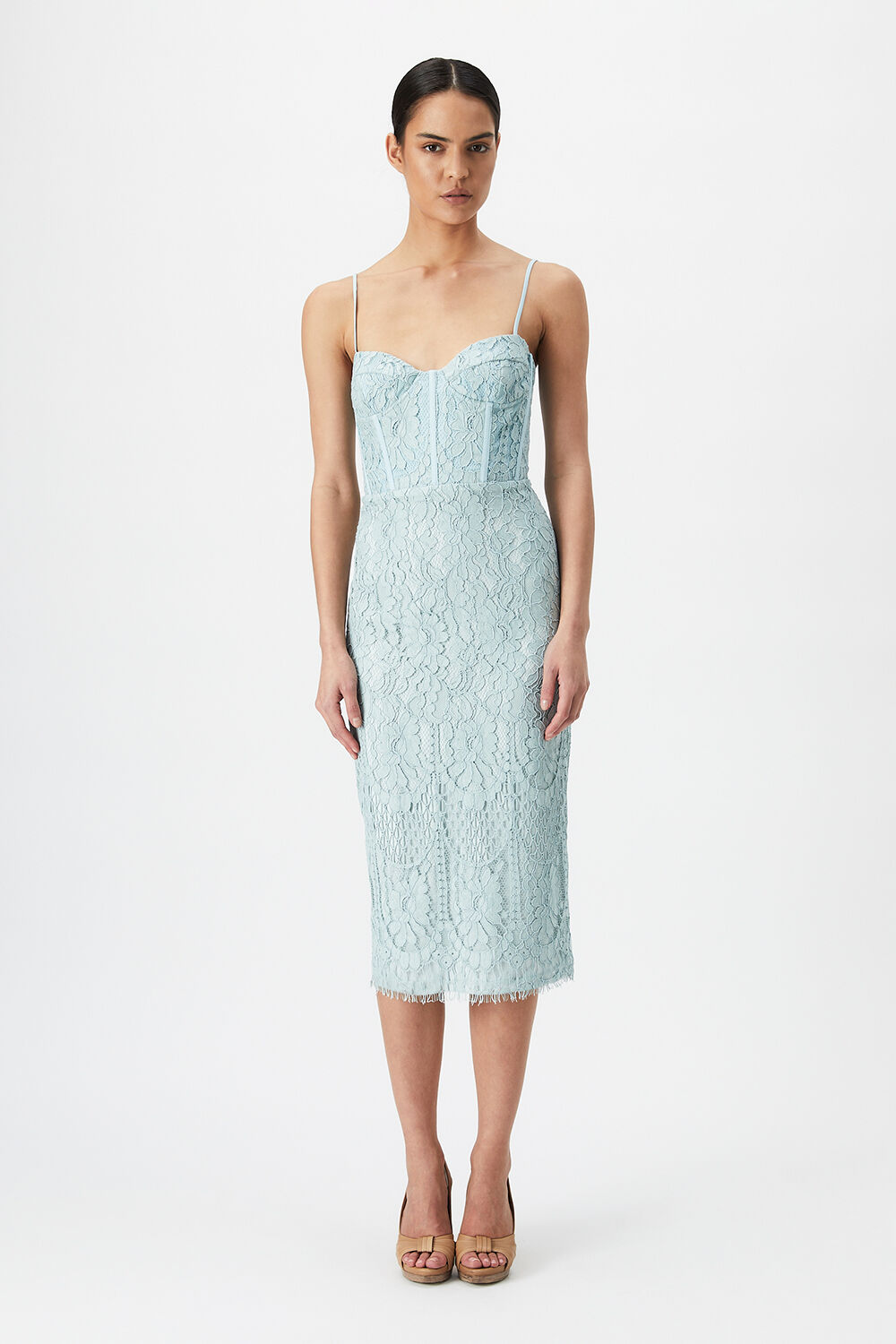 FLORENCE MIDI LACE DRESS in colour GREEN LILY