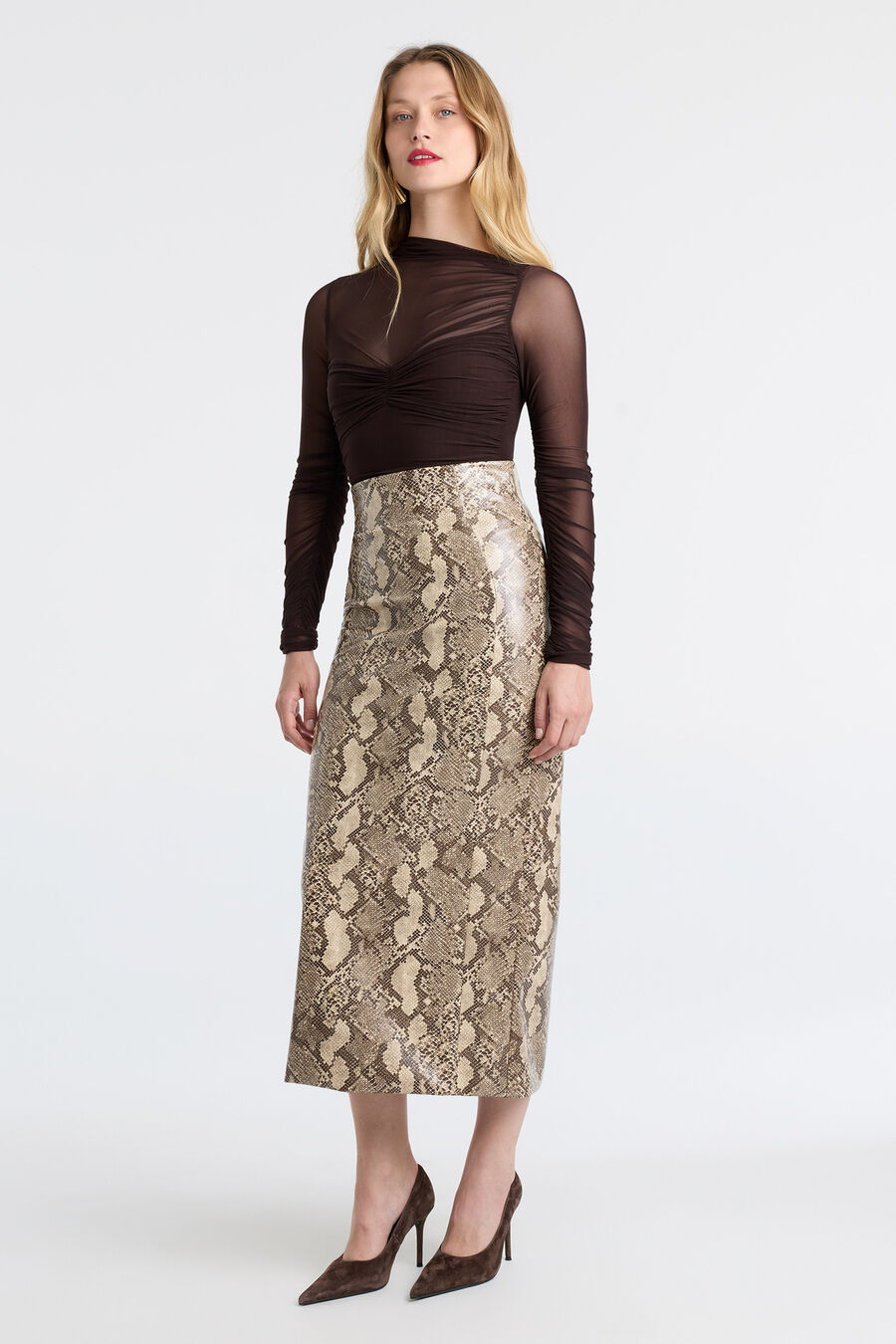 Erica Faux Snakeskin Skirt