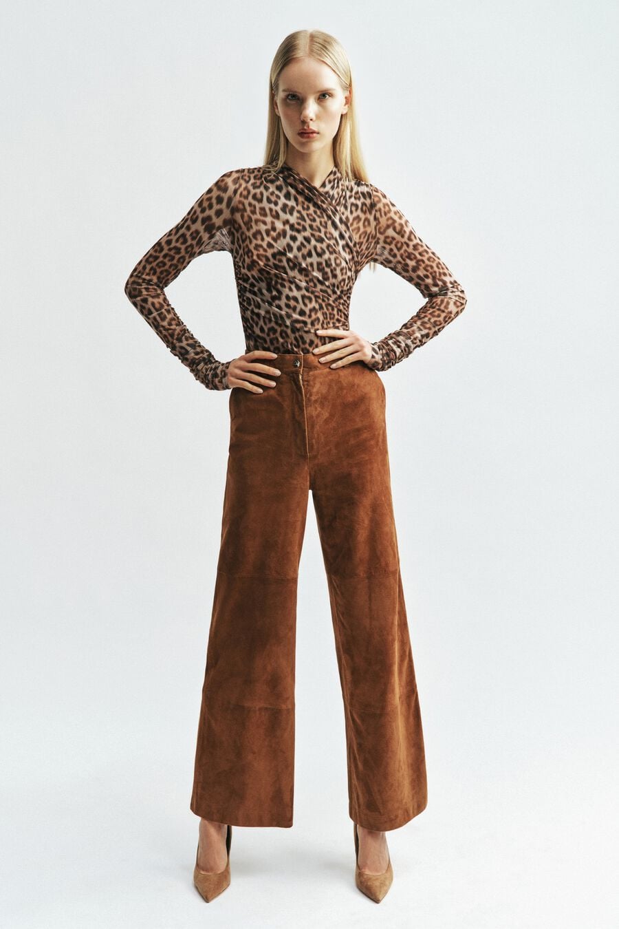 EVINA GENUINE SUEDE PANT in colour Russet