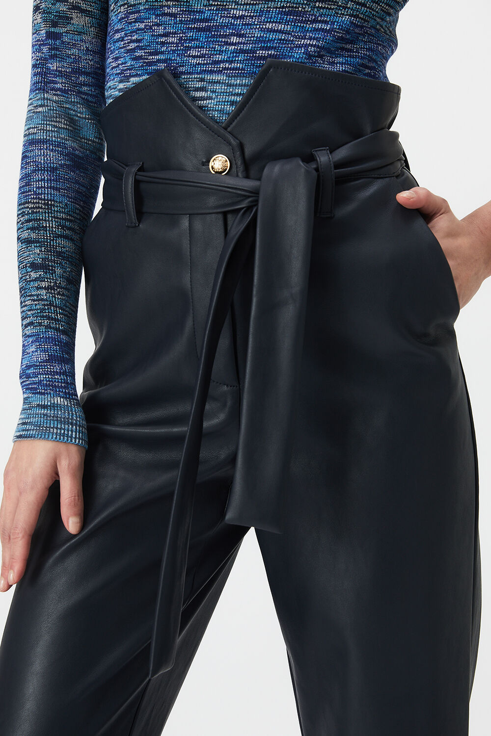 DEBBIE VEGAN LEATHER PANT in colour BLACK IRIS