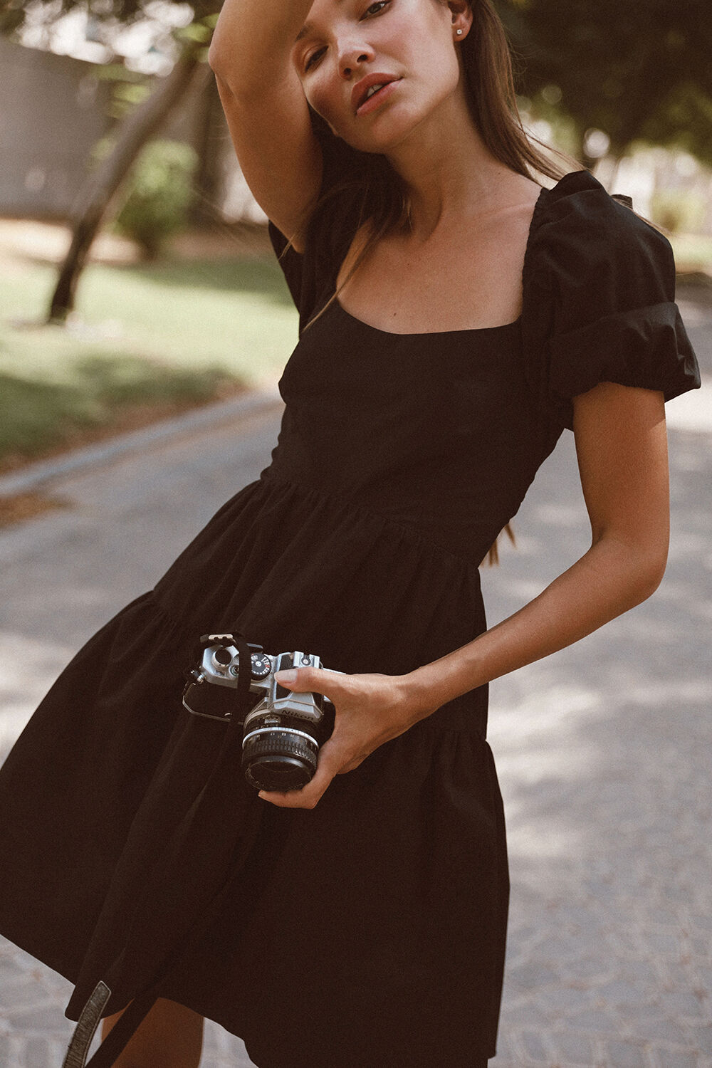 Tiered bardot dress sales
