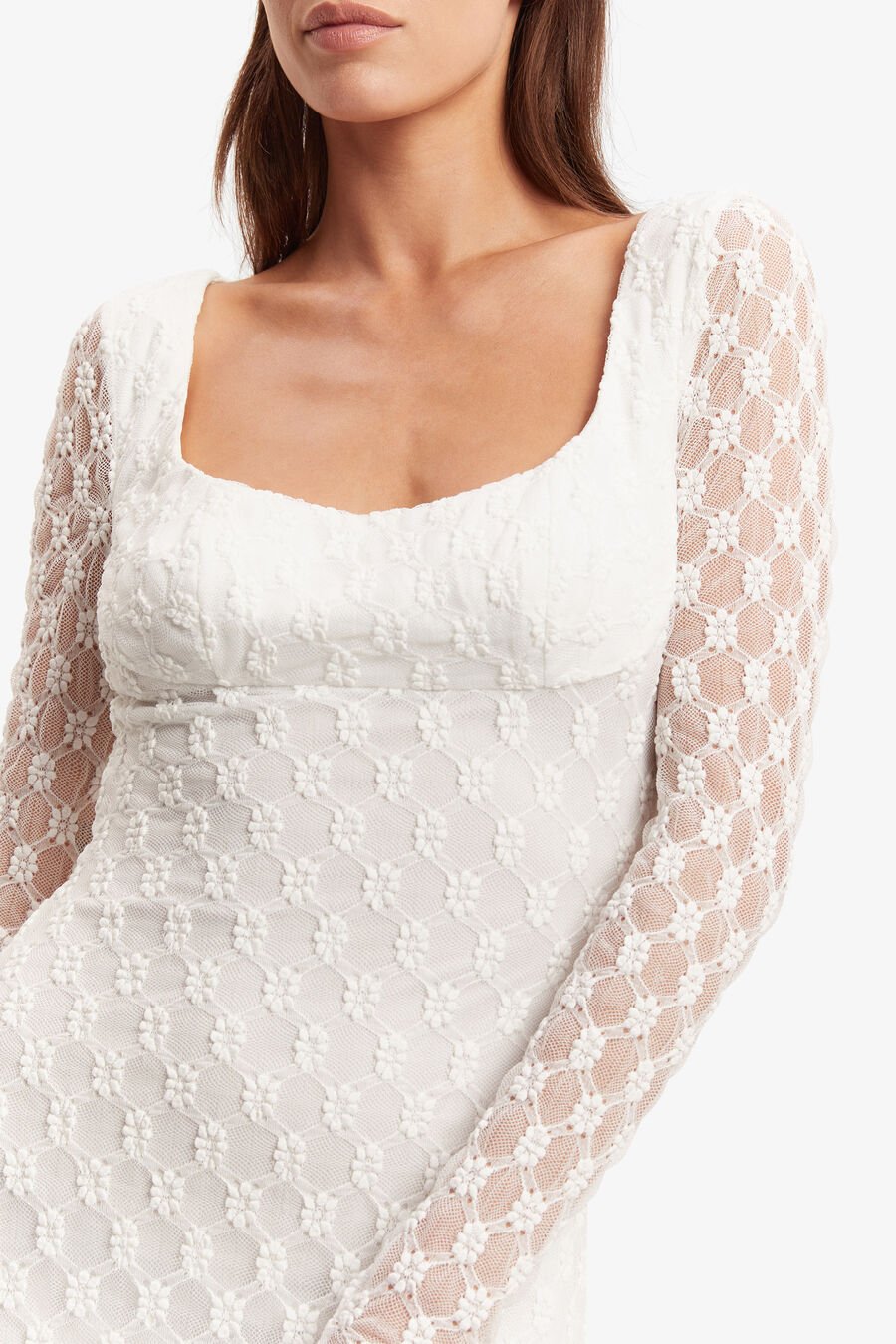 ADONI LACE MIDI DRESS in colour WHITE