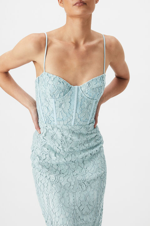 FLORENCE MIDI LACE DRESS in colour GREEN LILY
