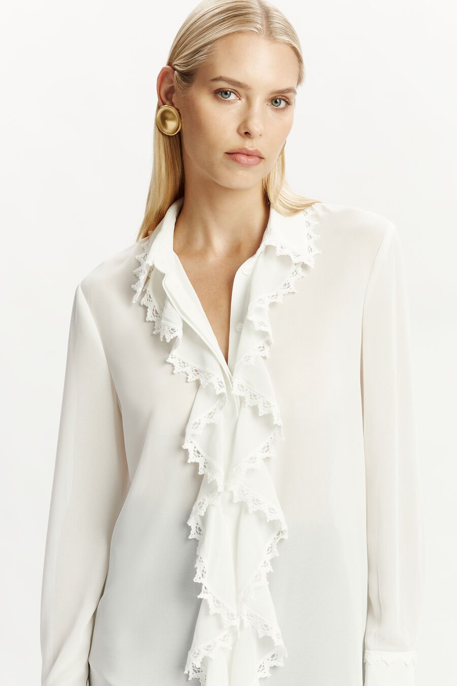Jolanda Lace Trim Frill Shirt
