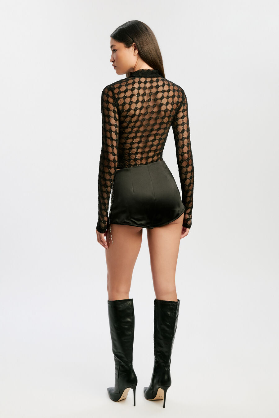 ADONI MESH BODYSUIT in colour BLACK