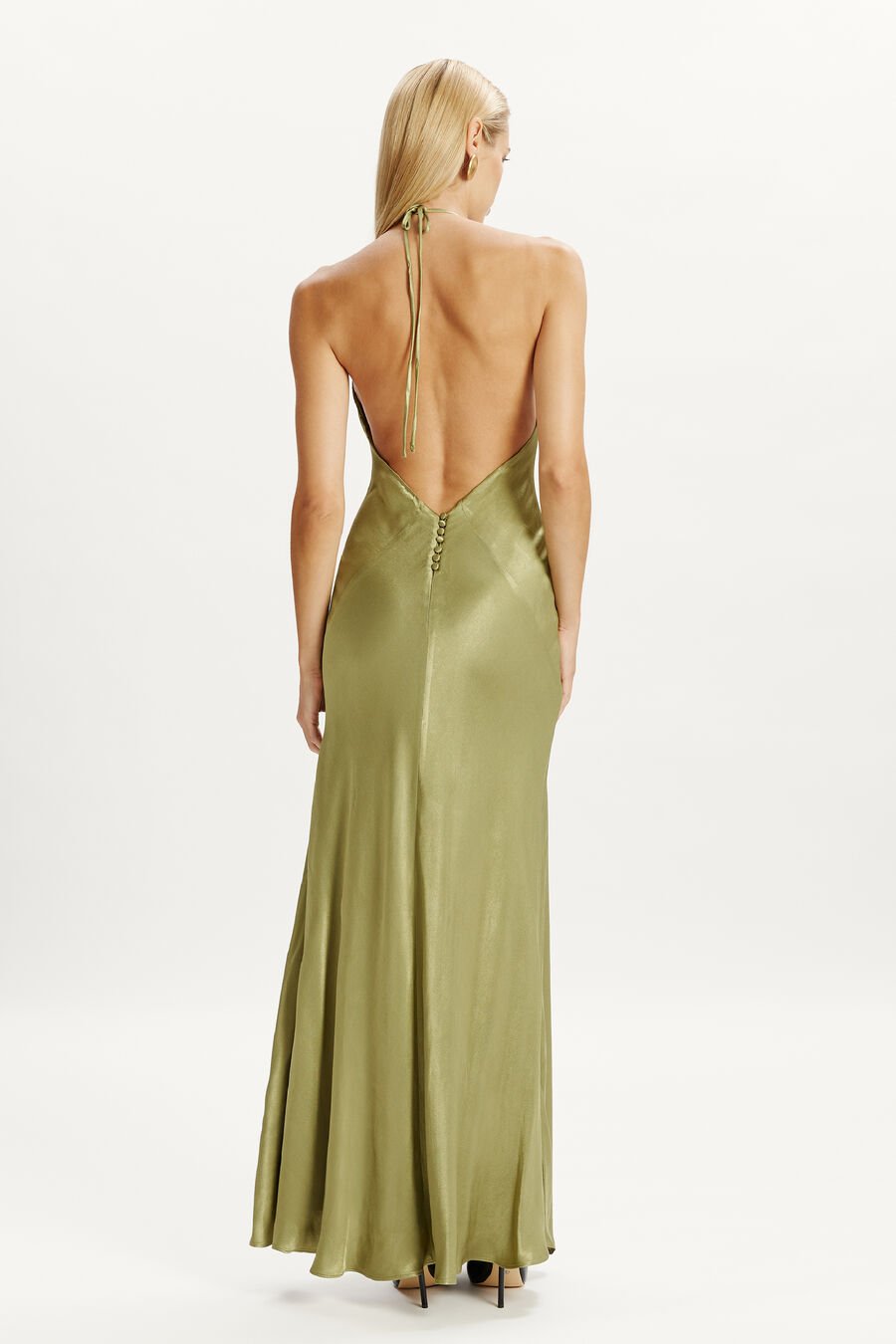 YVE HALTER DRESS in colour KHAKI