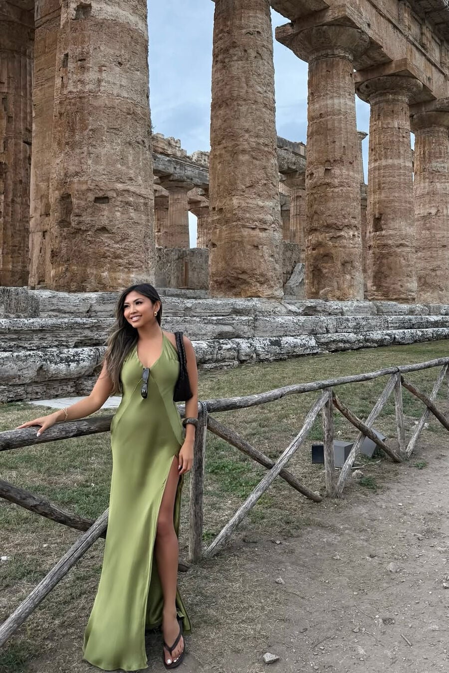 YVE HALTER DRESS in colour KHAKI