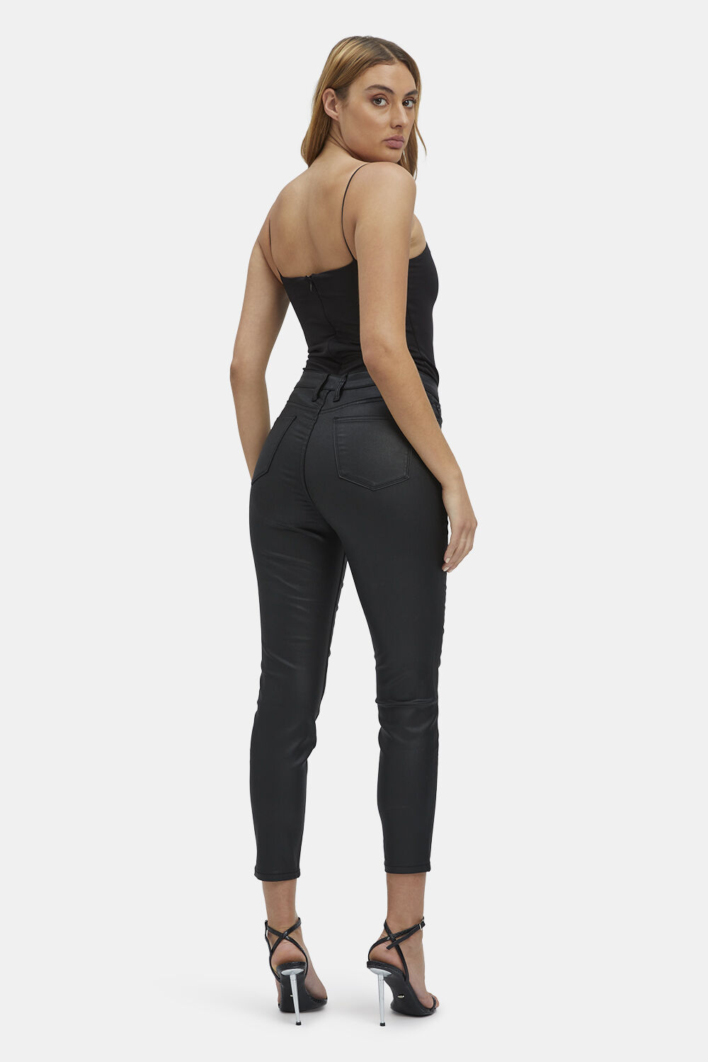KHLOE CROP COATED in colour JET BLACK