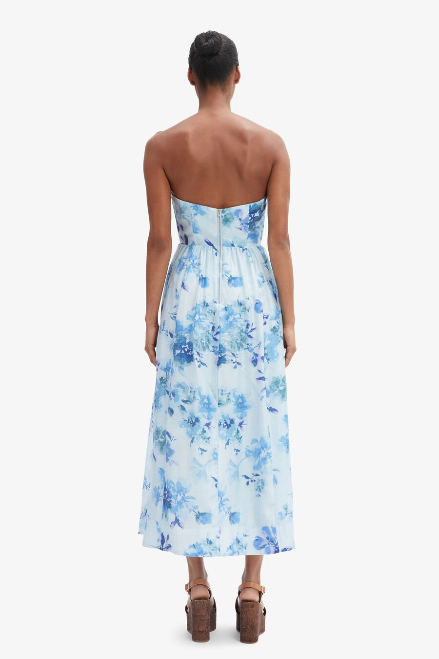 LOLA CORSET MIDI DRESS in colour BABY BL FL