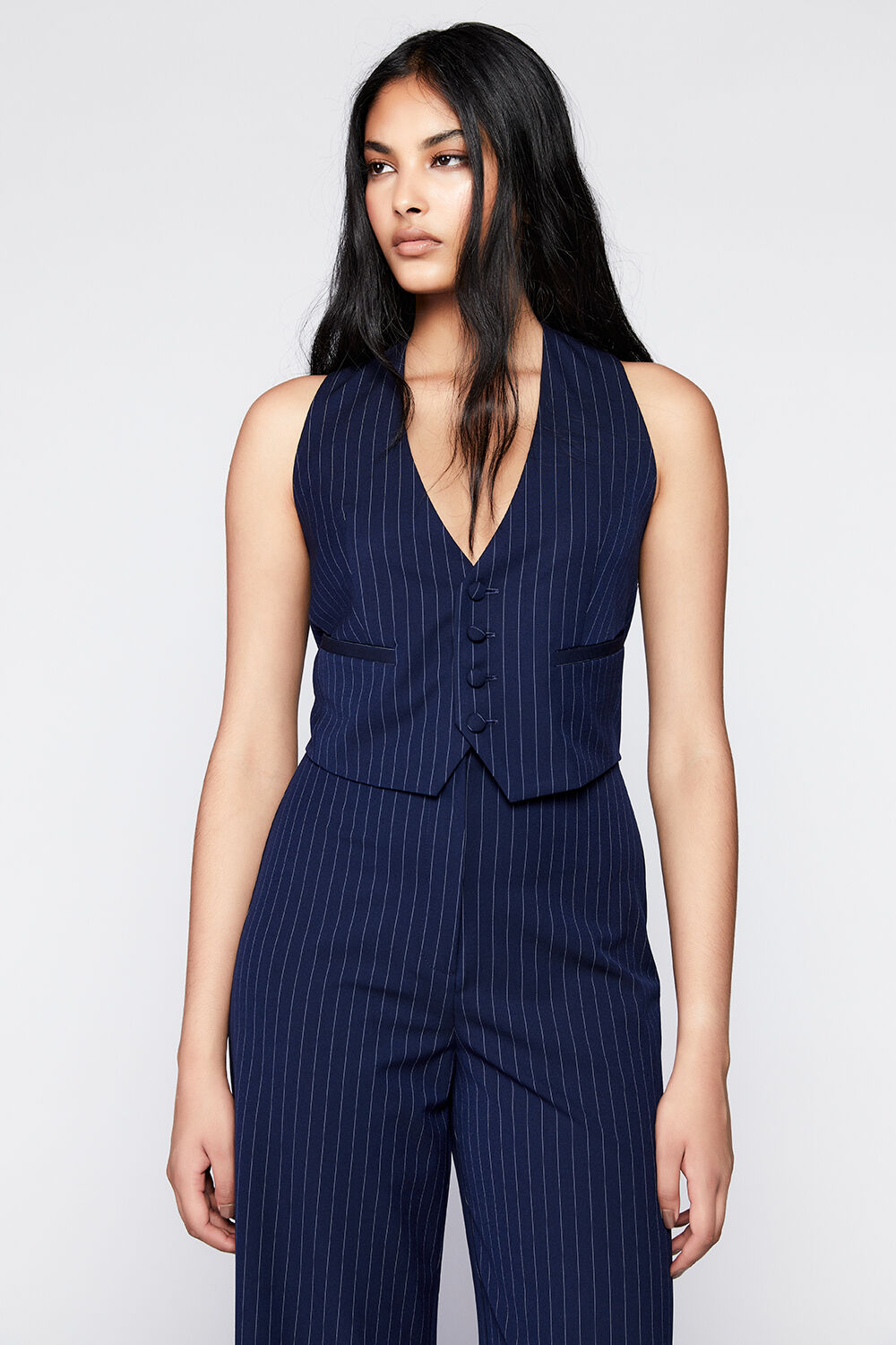 CALLISTA PIN STRIPE VEST