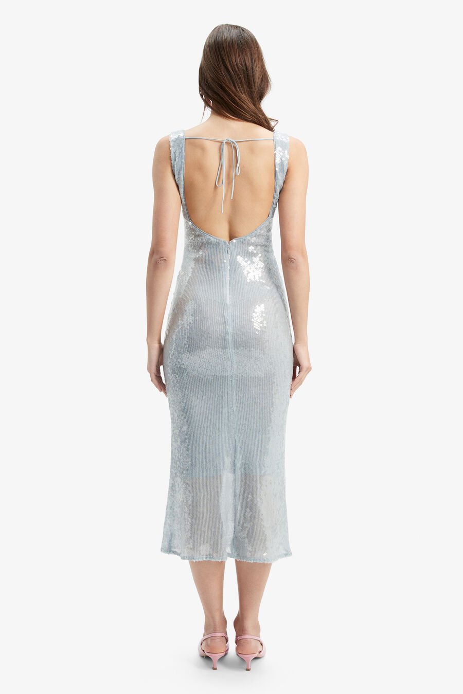 ISHA SEQUIN MIDI DRESS in colour LIGHT BLUE