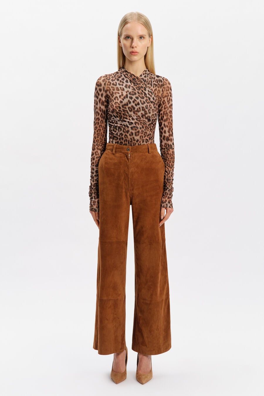 EVINA GENUINE SUEDE PANT in colour Russet