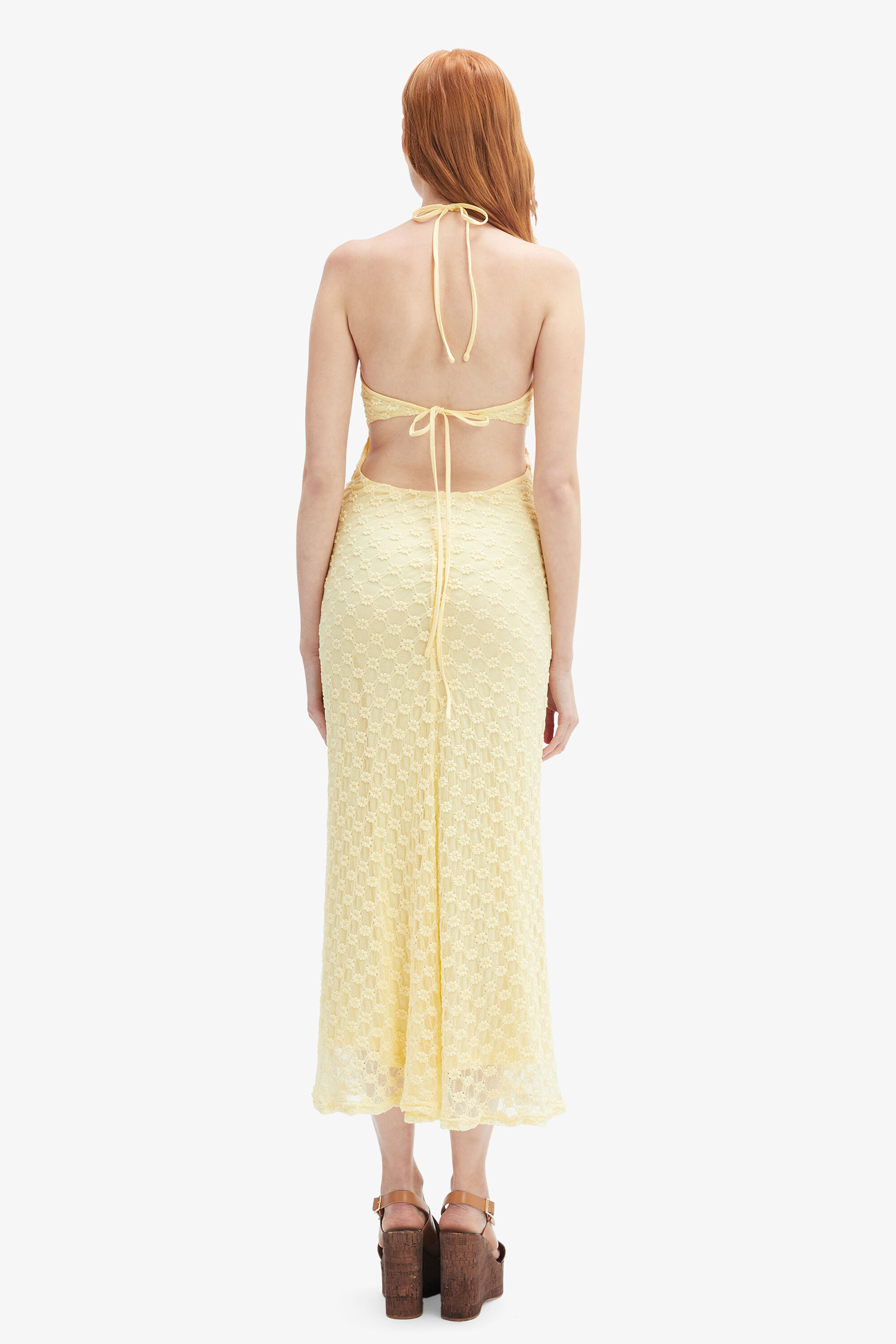 Rosala Halter Lace Maxi Dress In Canary Yellow | Bardot Rosala Halter Lace Maxi Dress In Canary Yellow | Bardot