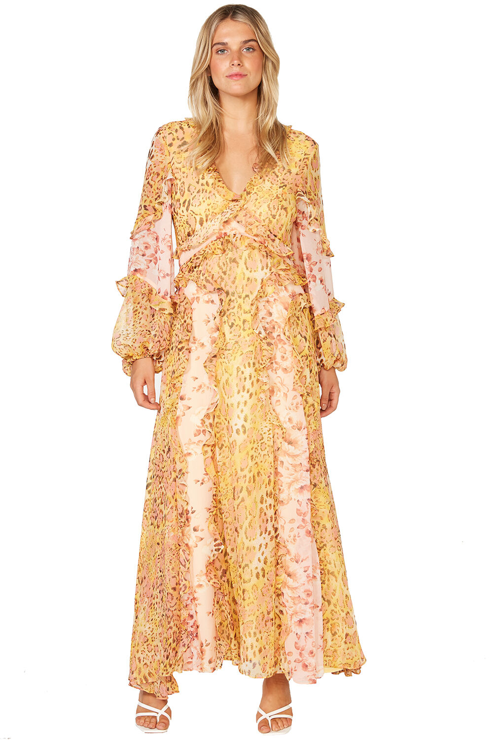 bardot mixed print dress