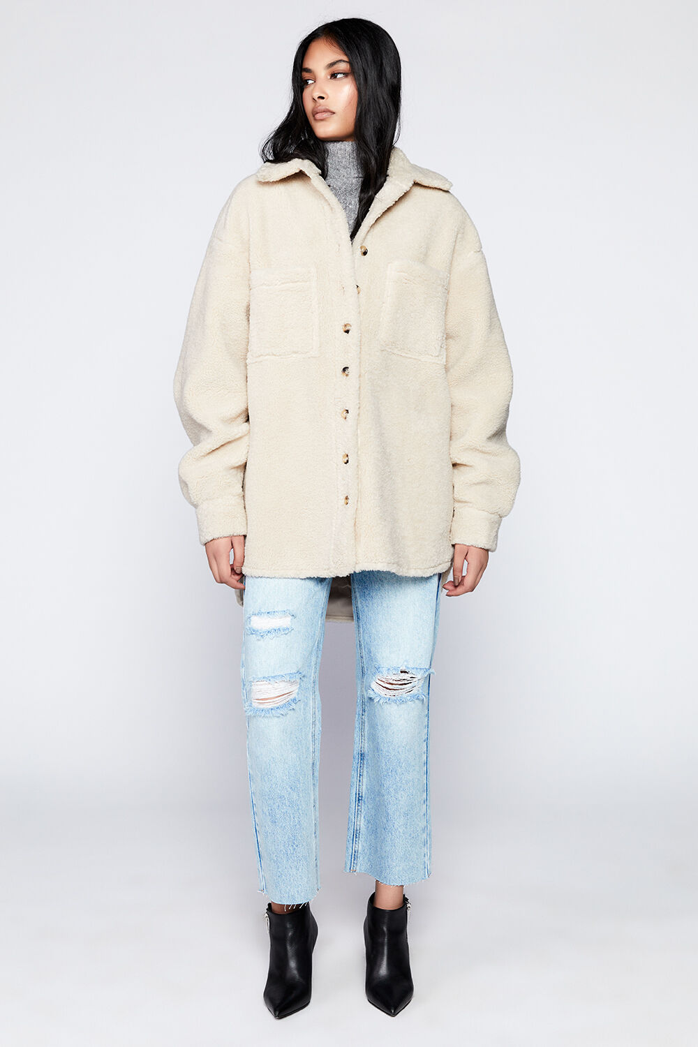 MARCELLA TEDDY SHACKET in colour EGRET