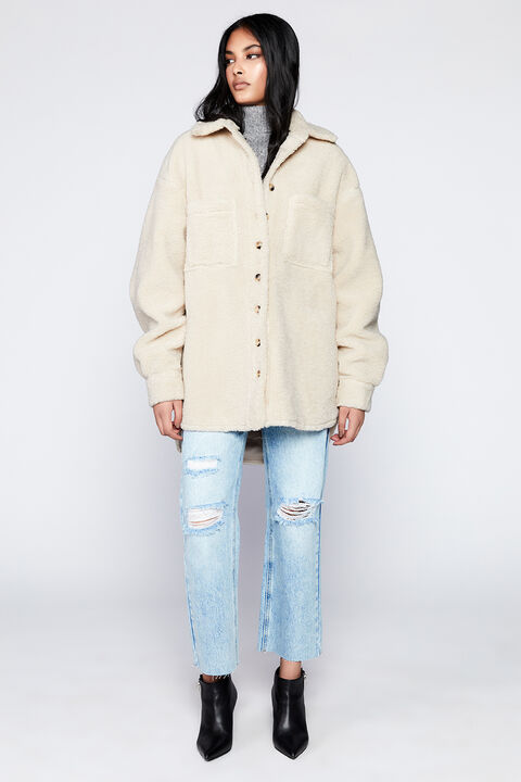 MARCELLA TEDDY SHACKET in colour EGRET