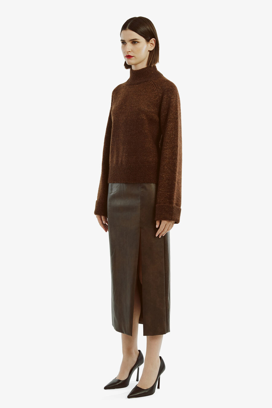 Dante Vegan Leather Midi Skirt