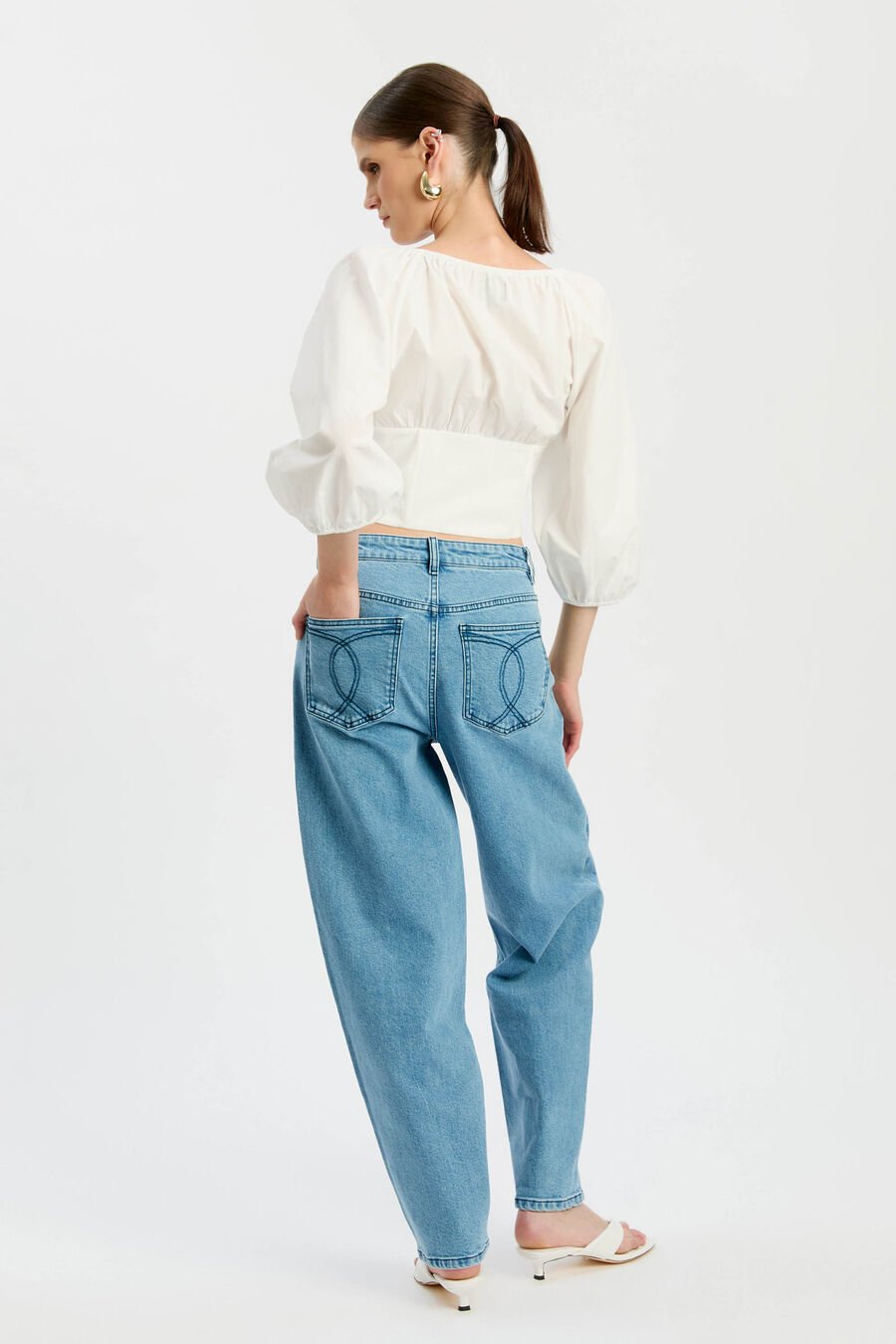 ALESSANDRA COTTON POPLIN TOP in colour ORCHID WHT