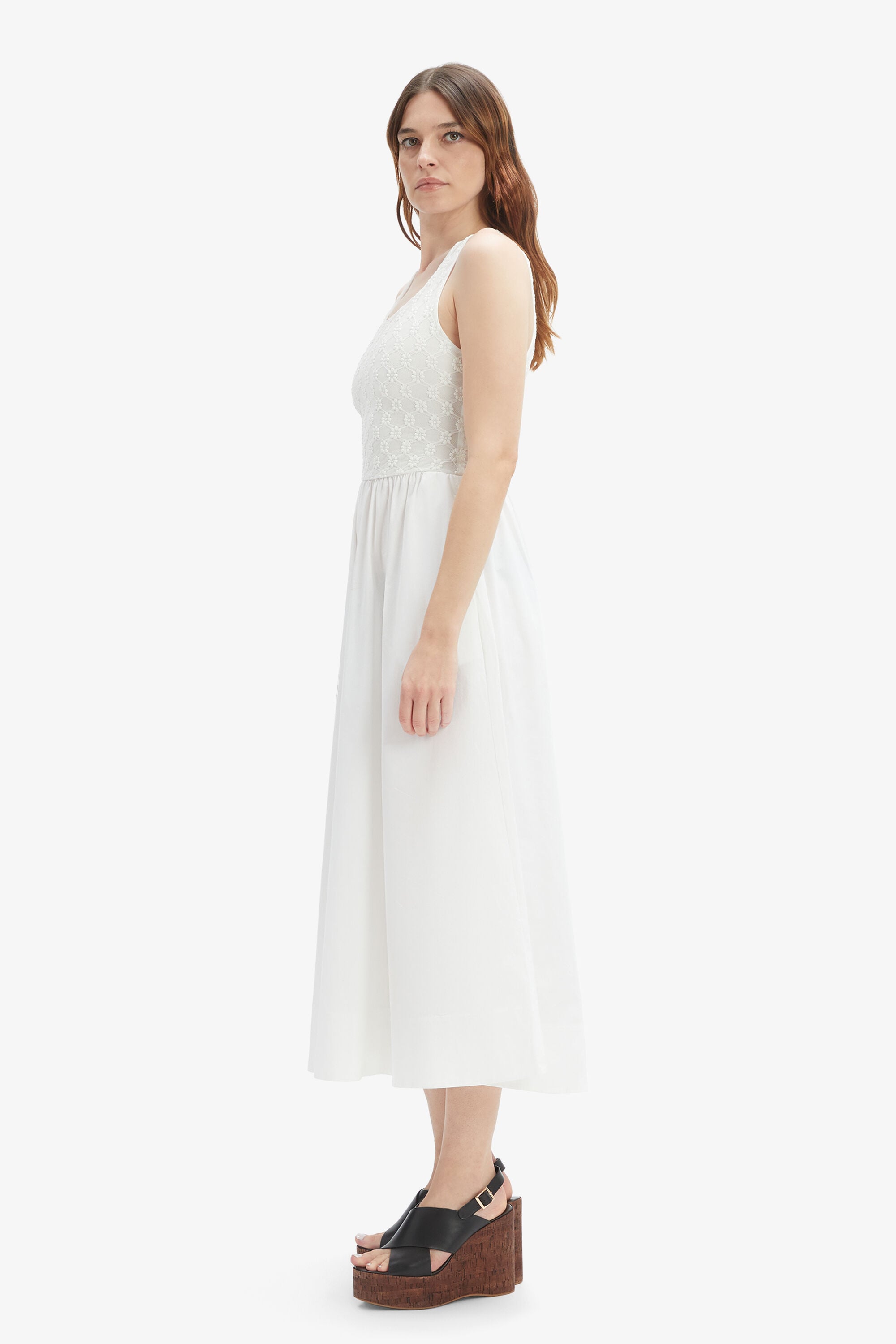 chinese dress ladies Jezebel White Lace Plunge-Neck Collared Midi Dress  Club L London