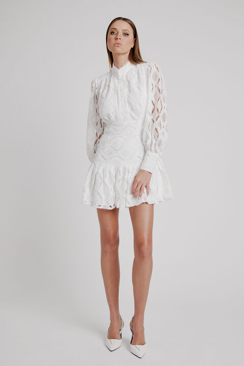 REMY LACE DRESS in colour CLOUD DANCER