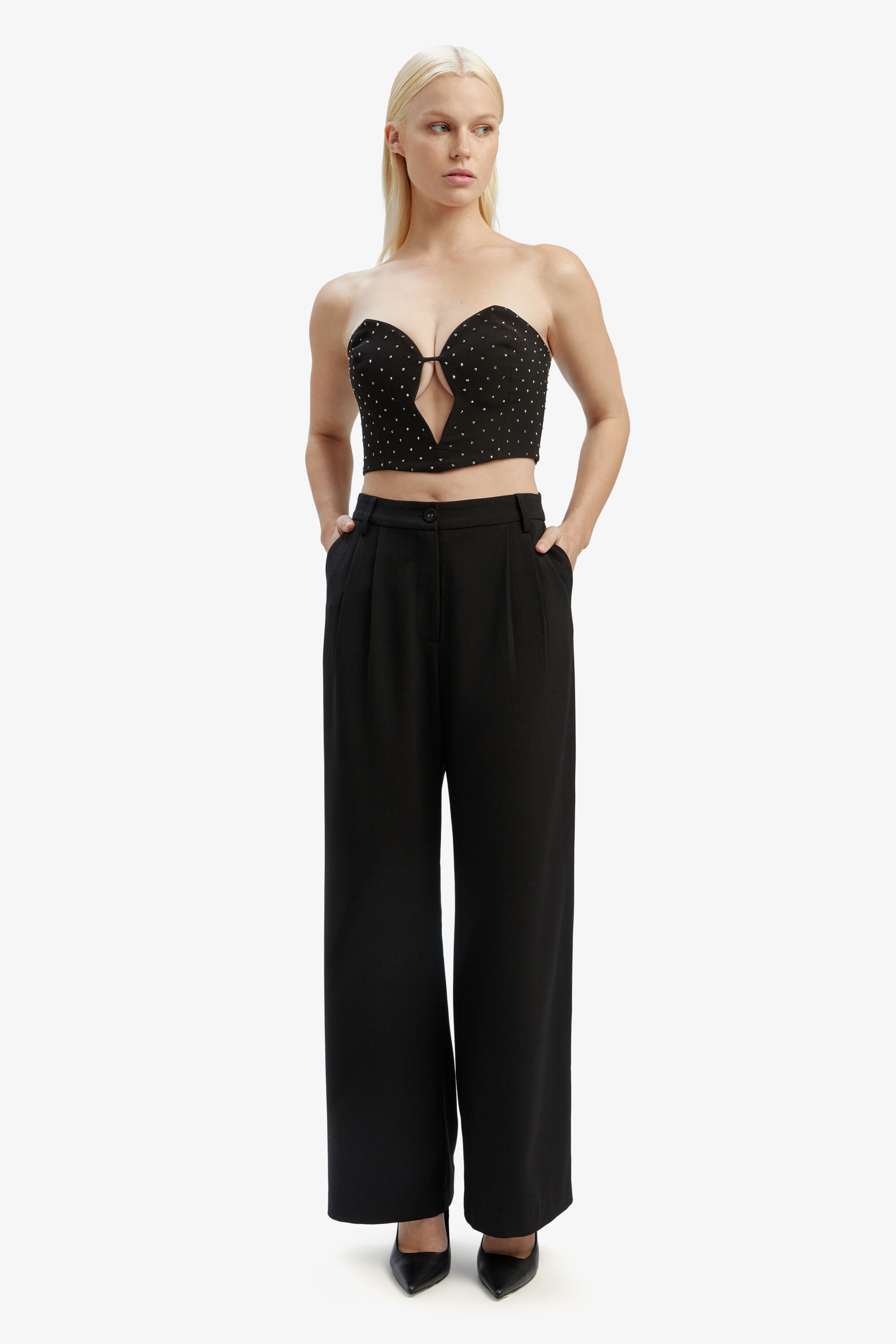Eleni Stud Bustier In Black Bardot