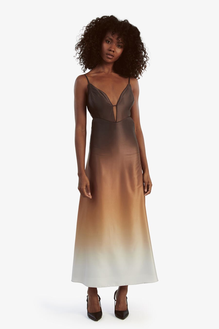 KARLOTTA SLIP DRESS in colour Brown Ombre