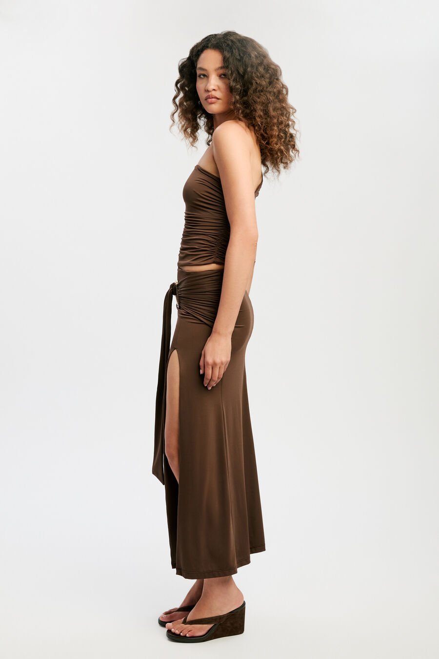 Dion Gold Detail Midi Skirt