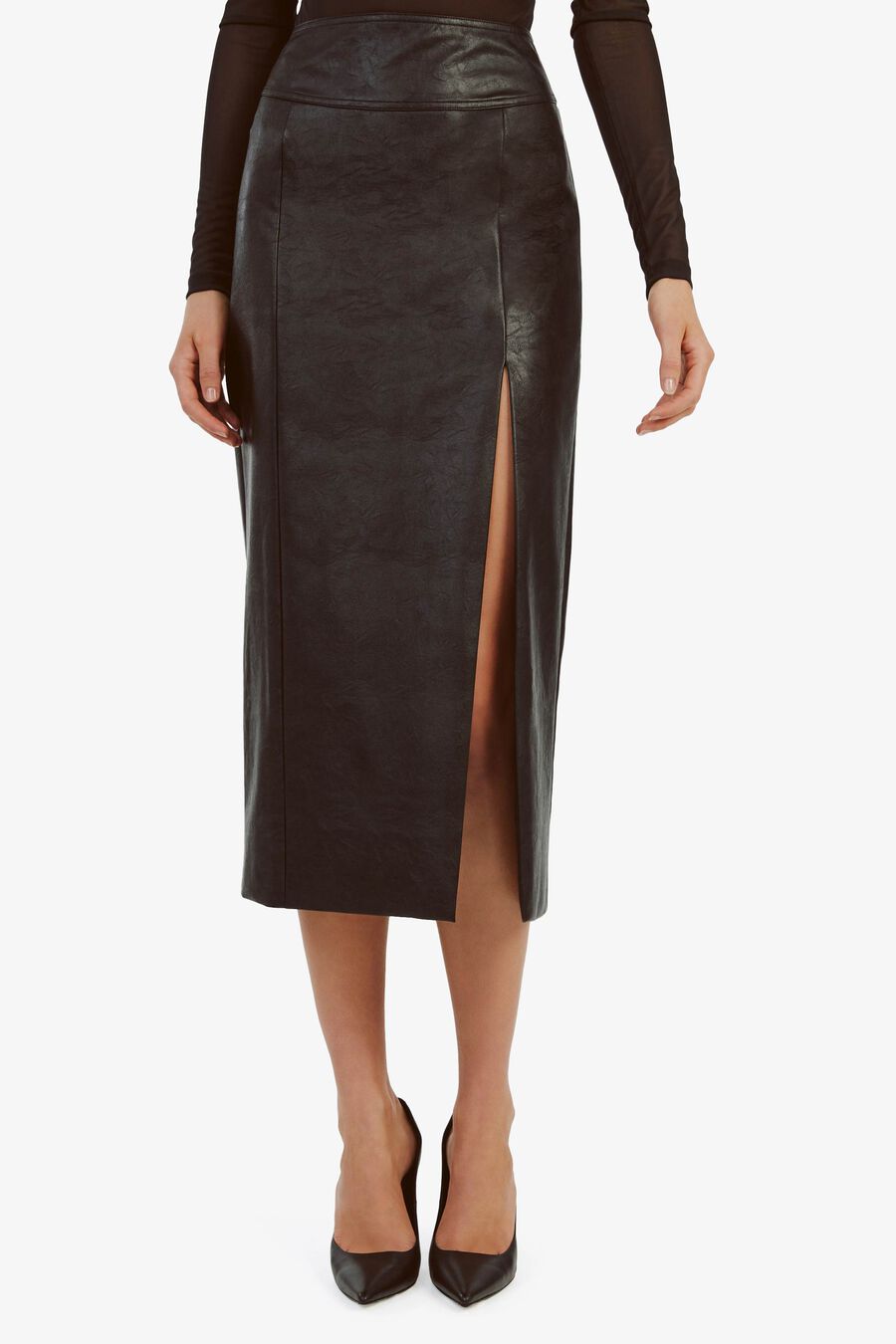 Dante Vegan Leather Midi Skirt