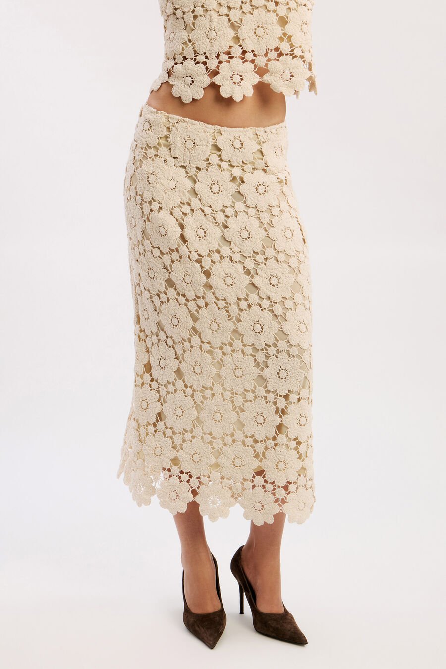 Veneta Crochet Midi Skirt