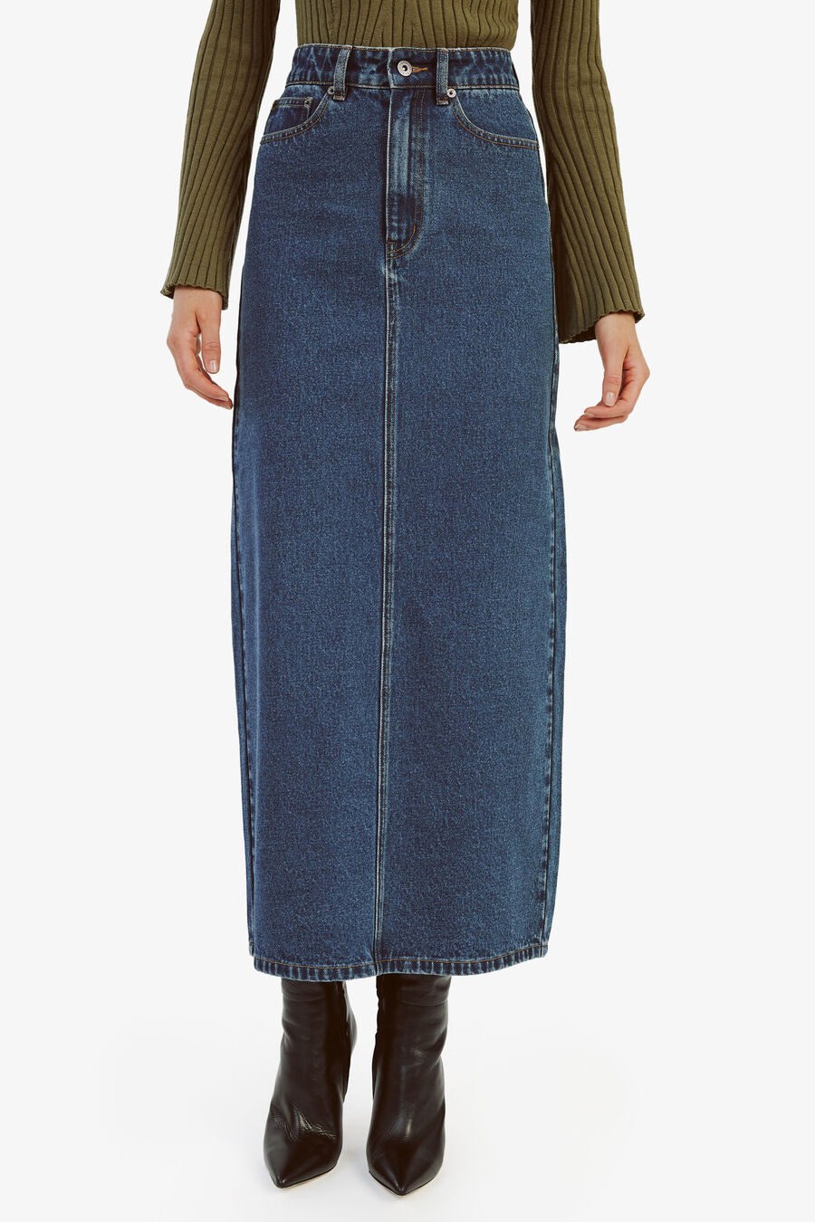 EVIANNA DENIM MAXI SKIRT in colour WASHED INDIGO