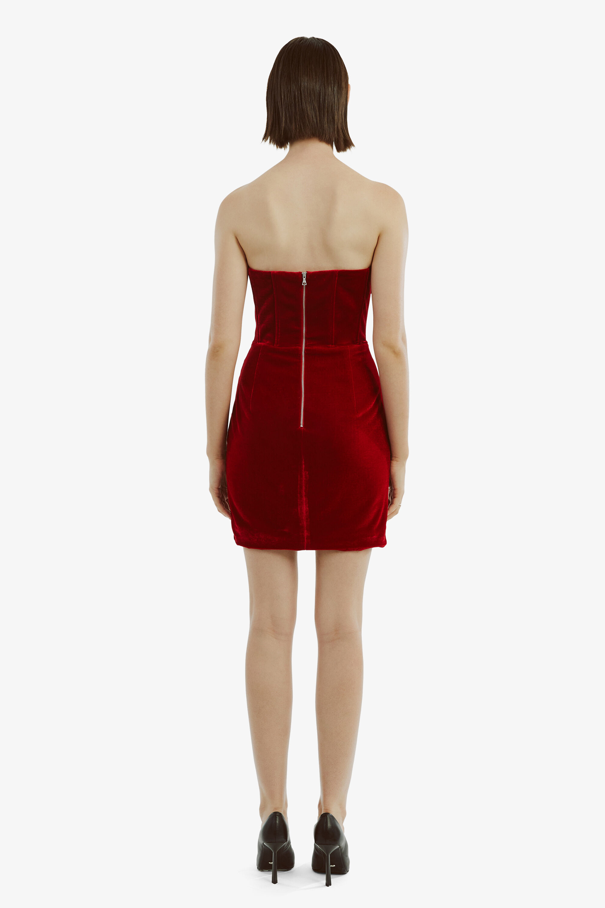 Claudette Mini Dress In Deep Red | Bardot