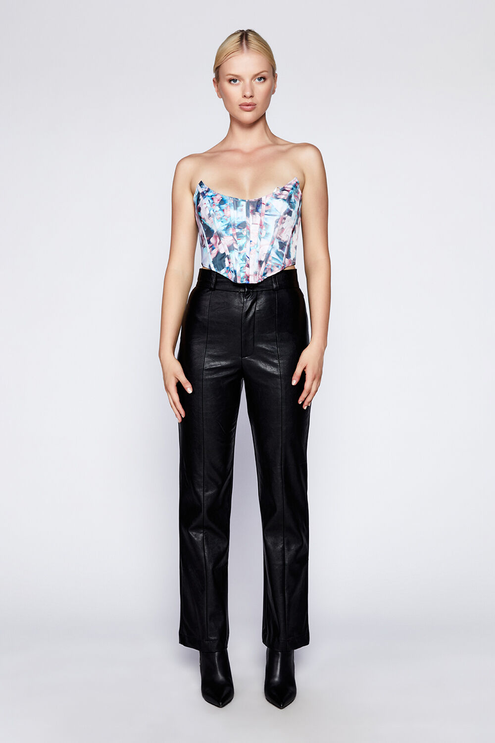 CLEO VEGAN LEATHER PANT in colour CAVIAR