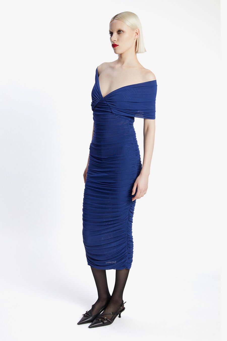 VESPERA MESH MIDI DRESS in colour ROYAL BLUE