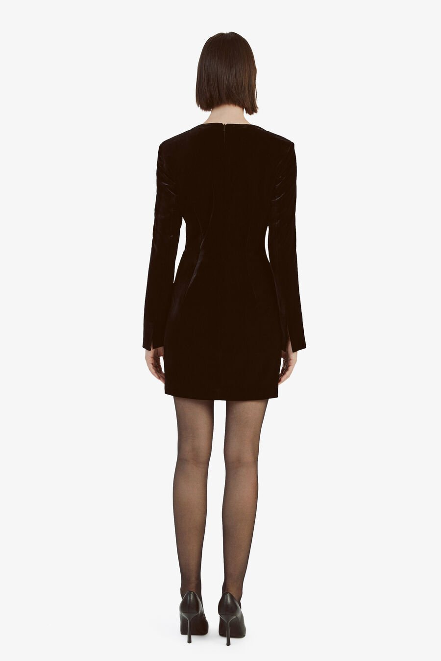 AUDRINA VELVET MINI DRESS in colour BLACK