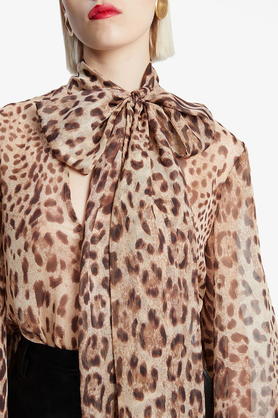 SOLACE TIE FRONT BLOUSE in colour Brown Leopard