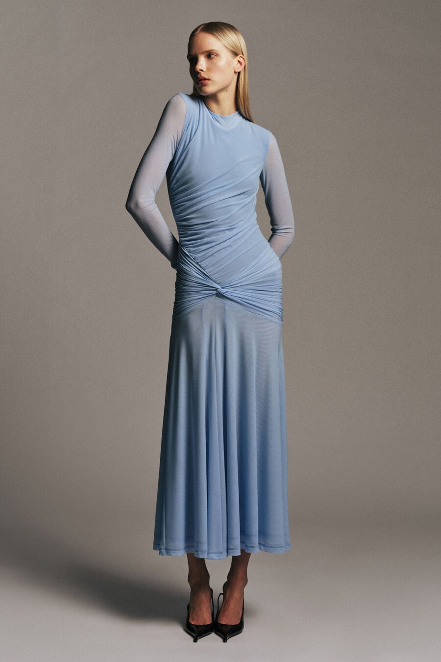 Liyana Ruched Mesh Dress