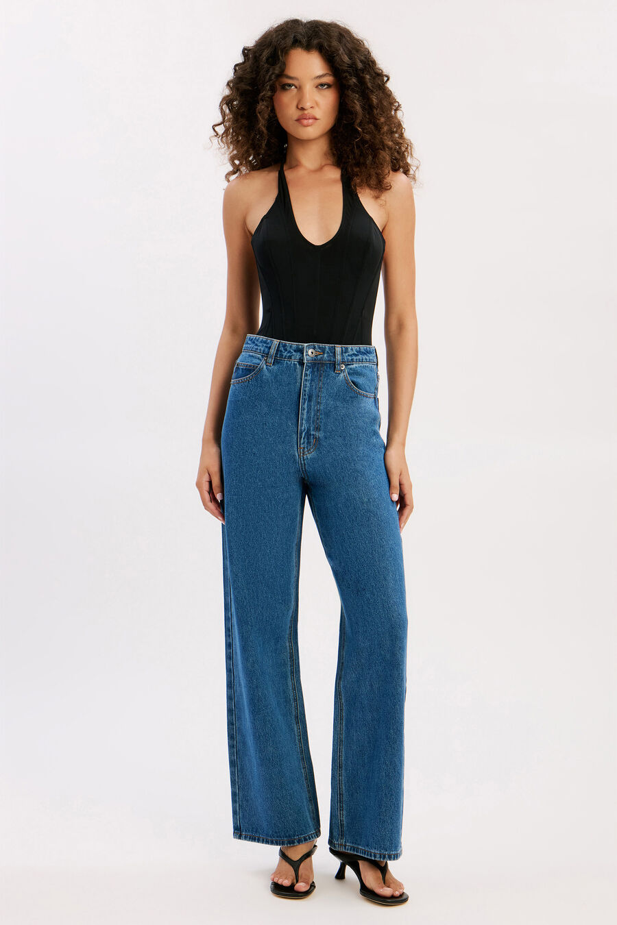 CINDY WIDE FULL LEG JEAN in colour INDIGO