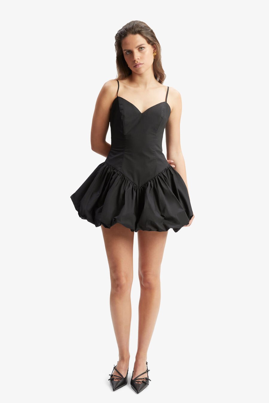 LISSETT POPLIN MINI DRESS in colour BLACK